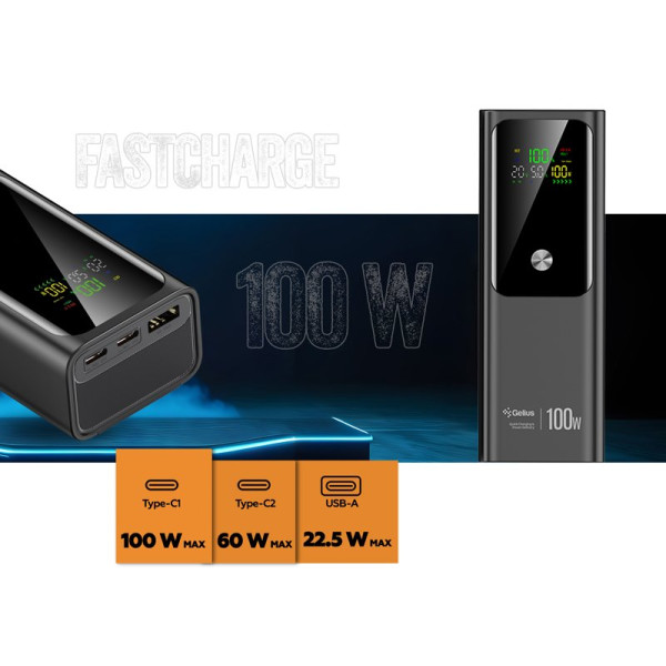 Повербанк 20000mAh QC+PD 100W Black