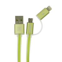 Кабель Remax RC-020t USB-A to Lightning+USB-A to Micro USB 1м green