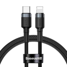 Кабель Baseus Cafule Type-C to Lightning 18W 2.4A 1м (CATLKLF-G1) black gray