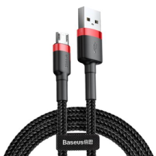Кабель Baseus Cafule USB-A to Micro USB 12W 2.4A 1м (CAMKLF-B91) black red