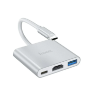 USB HUB adapter Hoco HB14 silver