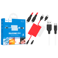 Кабель Hoco X21 Silicone USB-A to Lightning 12W 2.4A 1м black white