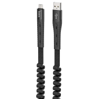 Кабель Hoco U78 Cotton treasure elastic USB-A to Micro USB 12W 2.4A 1.2м black