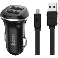 АЗП Hoco Z1 10.5W 2.1A 2USB-A з кабелем A-M black