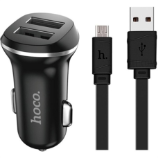 АЗП Hoco Z1 10.5W 2.1A 2USB-A з кабелем A-M black