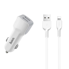 АЗП Hoco Z23 12W 2.4A 2USB-A з кабелем A-L white