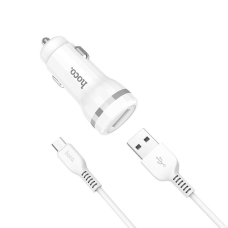 АЗП Hoco Z27 12W 2.4A 2USB-A з кабелем A-M white