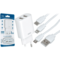 Зарядний пристрій Remax RP-U35 10.5W 2.1A 2USB-A з кабелем A-L white
