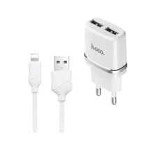 Зарядний пристрій Hoco C12 12W 2.4A 2USB-A з кабелем A-L white