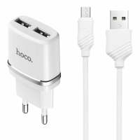 Зарядний пристрій Hoco C12 12W 2.4A 2USB-A з кабелем A-M white