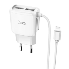 Зарядний пристрій Hoco C59A 12W 2.4A 2USB-A з кабелем A-L white