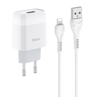 Зарядний пристрій Hoco C72A 10.5W 2.1A USB-A з кабелем A-L white