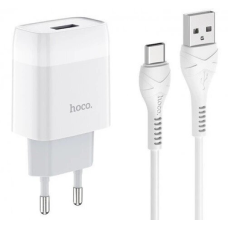 Зарядний пристрій Hoco C72A 10.5W 2.1A USB-A з кабелем A-C white