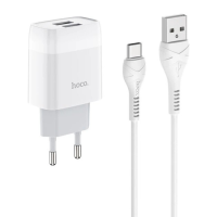 Зарядний пристрій Hoco C73A 12W 2.4A 2USB-A з кабелем A-C white
