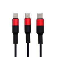 Кабель Hoco X26 3в1 2A 1м black red