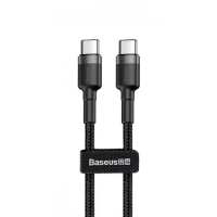 Кабель Baseus Cafule Type-C to Type-C 60W 3A 1м (CATKLF-GG1) black gray