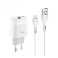Зарядний пристрій Hoco C73A 12W 2.4A 2USB-A з кабелем A-M white