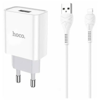 Зарядний пристрій Hoco C81A 10.5W 2.1A USB-A з кабелем A-L white