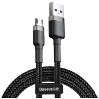 Кабель Baseus Cafule USB-A to Micro USB 12W 2.4A 0.5м (CAMKLF-AG1) black gray