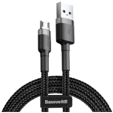 Кабель Baseus Cafule USB-A to Micro USB 12W 2.4A 0.5м (CAMKLF-AG1) black gray