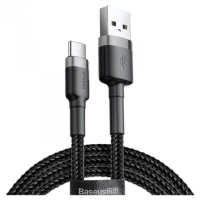 Кабель Baseus Cafule USB-A to Type-C 15W 3A 1м (CATKLF-BG1) black gray