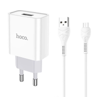 Зарядний пристрій Hoco C81A 10.5W 2.1A USB-A з кабелем A-M white
