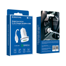 АЗП Borofone BZ12A 18W 3A USB-A з кабелем A-M white