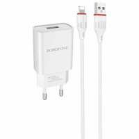 Зарядний пристрій Borofone BA20A 10.5W 2.1A USB-A з кабелем A-L white