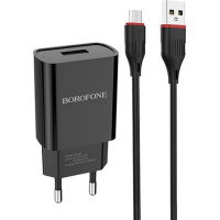 Зарядний пристрій Borofone BA20A 10.5W 2.1A USB-A з кабелем A-M black