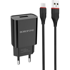 Зарядний пристрій Borofone BA20A 10.5W 2.1A USB-A з кабелем A-M black