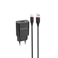 Зарядний пристрій Borofone BA20A 10.5W 2.1A USB-A з кабелем A-C black