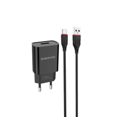 Зарядний пристрій Borofone BA20A 10.5W 2.1A USB-A з кабелем A-C black