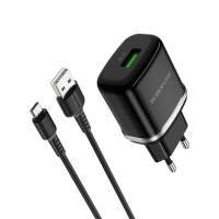 Зарядний пристрій Borofone BA36A 18W 3A USB-A з кабелем A-M black