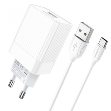 Зарядний пристрій Borofone BA47A 18W 3A USB-A з кабелем A-C white