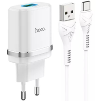 Зарядний пристрій Hoco C12Q 18W 3A USB-A з кабелем A-C white
