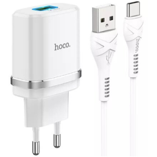 Зарядний пристрій Hoco C12Q 18W 3A USB-A з кабелем A-C white