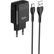 Зарядний пристрій Hoco C72Q 18W 3A USB-A з кабелем A-C black