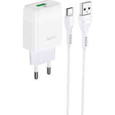 Зарядний пристрій Hoco C72Q 18W 3A USB-A з кабелем A-C white