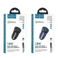 АЗП Hoco Z39 18W 3A 2USB-A з кабелем A-L black