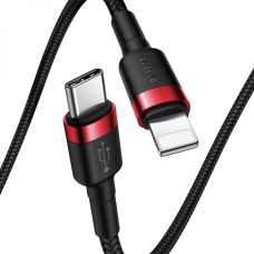Кабель Baseus Cafule Type-C to Lightning 18W 2.4A 1м (CATLKLF-91) black red