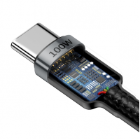 Кабель Baseus Cafule Type-C to Type-C PD+QC3.0 100W 5A 2м (CATKLF-ALG1) black gray