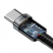 Кабель Baseus Cafule Type-C to Type-C PD+QC3.0 100W 5A 2м (CATKLF-ALG1) black gray
