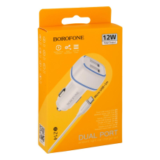 АЗП Borofone BZ14 12W 2.4A 2USB-A з кабелем A-M white