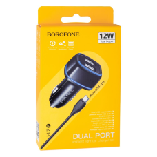АЗП Borofone BZ14 12W 2.4A 2USB-A з кабелем A-M  black