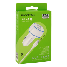 АЗП Borofone BZ14 12W 2.4A 2USB-A з кабелем A-C white