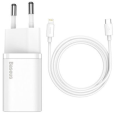 Зарядний пристрій Baseus Super Si 20W 3A USB-C з кабелем C-L (TZCCSUP-B02) white