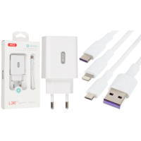 Зарядний пристрій XO L36 18W 3A USB-A з кабелем A-L white