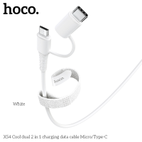 Кабель Hoco X54 2в1 USB-A to Micro USB/USB-A to Type-C 2.4A 1м white