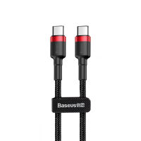 Кабель Baseus Cafule Type-C to Type-C 60W 3A 1м (CATKLF-G91) black red
