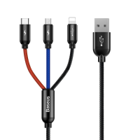 Кабель Baseus Three Primary Colors 3в1 18W 3.5A 0.3м black